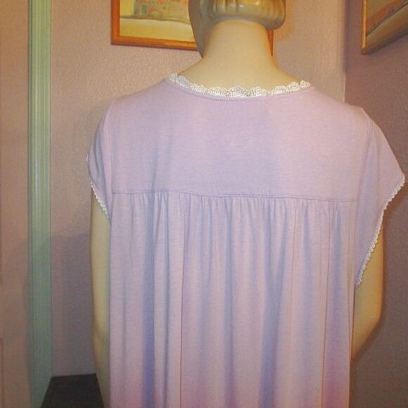 Eileen West LILAC Jersey Knit Size L NIGHTGOWN Ballet LACE Crochet MODAL Stretch - Picture 9 of 12